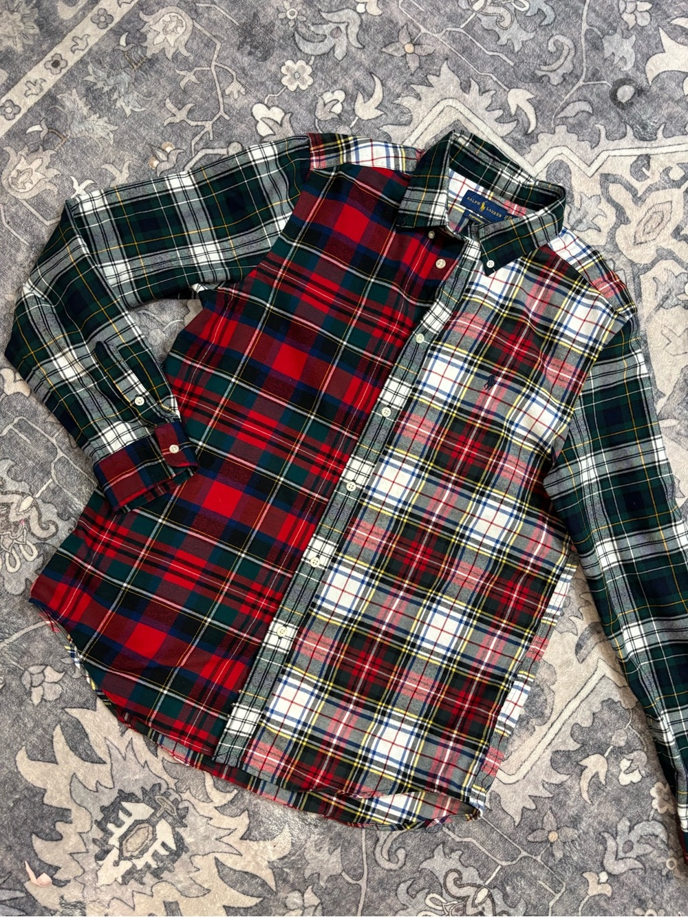 Ralph Lauren Multi-Color Plaid Patchwork Button-Down Shirt